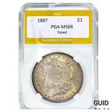 1887 Morgan Silver Dollar PGA MS66 Toned