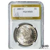 1884-O Morgan Silver Dollar PGA MS65