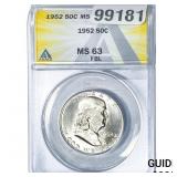 1952 Franklin Half Dollar ANACS MS63 FBL