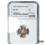 1953 Seated Liberty Half Dime NGC VG10 Arrows