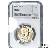 1954-S Franklin Half Dollar NGC MS66