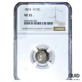 1834 Capped Bust Half Dime NGC VF35