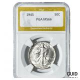 1945 Walking Liberty Half Dollar PGA MS66