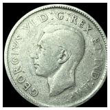 1943 Canada Silver 25 Cents ABOUT UNCIRCULATED