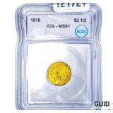 1910 $2.50 Gold Quarter Eagle ICG MS61
