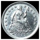 1853 Silver Seated Liberty Half Dime CHOICE  AU