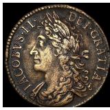 1689 England James II Gunmoney Halfcrown CLOSELY U