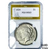 1924 Silver Peace Dollar PGA MS63