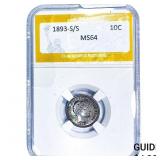 1893-S/S Barber Dime PGA MS64