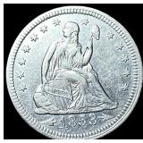 1853 Arrows/Rays Seated Liberty Quarter  CLOSELY