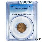 1950-S Wheat Cent PCGS MS65 RD