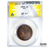 1854 Braided Hair Cent ANACS EF45 N-8