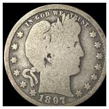 1897-O Silver Barber Quarter NICELY CIRCULATED