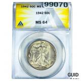 1942 Walking Liberty Half Dollar ANACS MS64