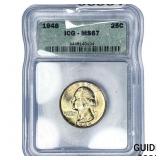 1948 Washington Silver Quarter ICG MS67