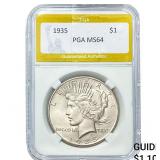 1935 Silver Peace Dollar PGA MS64