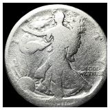 Walking Liberty Half Dollar date worn off. NICELY