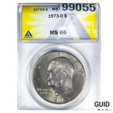 1973-D Eisenhower Dollar ANACS MS66