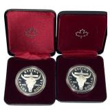 [2]1982 Canada Silver Dollars w/Box .375oz Silver