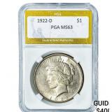 1922-D Silver Peace Dollar PGA MS63