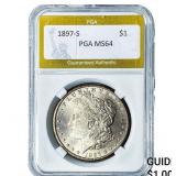 1897-S Morgan Silver Dollar PGA MS64