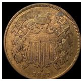 1867 Bronze Two-Cent Piece CLOSELY UNCIRCULATED