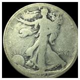 1921-S Silver Walking Liberty Half Dollar NICELY C
