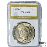 1934-D Silver Peace Dollar PGA MS63
