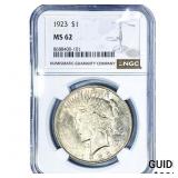 1923 Silver Peace Dollar NGC MS62