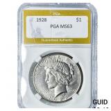 1928 Silver Peace Dollar PGA MS63