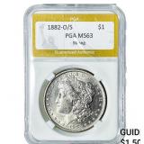 1882-O/S Morgan Silver Dollar PGA MS63 Strong