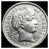 1901-O Silver Barber Dime CHOICE AU