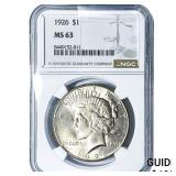 1926 Silver Peace Dollar NGC MS63