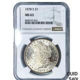 1878-S Mercury Silver Dollar NGC MS63