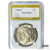 1928-S Silver Peace Dollar PGA MS64