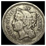 1868 Nickel Three-Cent Piece ABOUT UNCIRCULATED