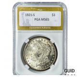 1921-S Morgan Silver Dollar PGA MS65