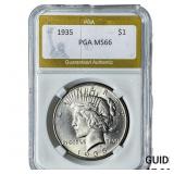1935 Silver Peace Dollar PGA MS66