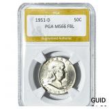 1951-D Franklin Half Dollar PGA MS66FBL