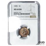 1905 Indian Head Cent NGC MS64 BN