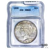 1935 Silver Peace Dollar ICG MS65