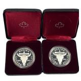[2] 1982 Canada Silver Dollars w/Box .375oz Silver