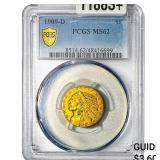 1909-D $5 Gold Half Eagle PCGS MS62