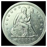 1853 Arrows Seated Liberty Quarter UNCIRCULATED