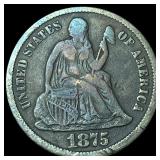 1875-CC Silver Seated Liberty Dime LIGHTLY CIRCULA