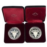 [2] 1982 Canada Silver Dollars w/Box .375oz Silver