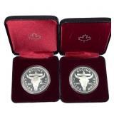 [2] 1982 Canada Silver Dollars w/Box .375oz Silver