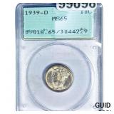 1939-D Mercury Silver Dime PCGS MS65