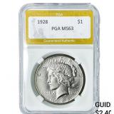 1928 Silver Peace Dollar PGA MS63