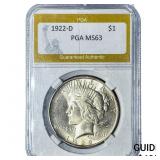 1922-D Silver Peace Dollar PGA MS63